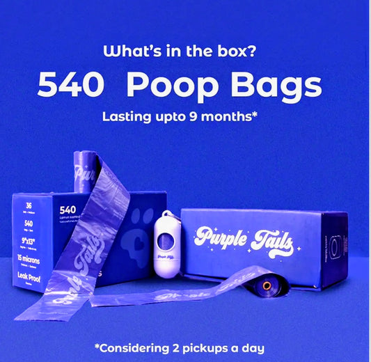 Purple Tails Dog Poop Bags – 36 Rolls 540 LIME & LEMONY Bags Poop Bags with Dog Poop Bag Holder – Ultra Thick and Leakproof Scented Dog Poop Bags with 1 Poop Bag Dispenser Ideal for Small Large Dogs