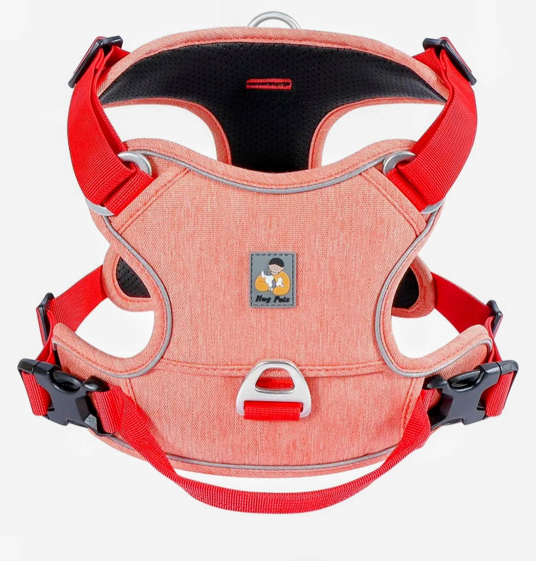 VOXOR Hug Pets Dog Harness,No Pull Dog Harness Small & Medium Sized Dog, Adjustable Soft Padded Dog Vest Harness,Dog Harness with Handle, (Neck:11.0"-16.1", Chest:16.5"-22.4") XS - Dopamine Red