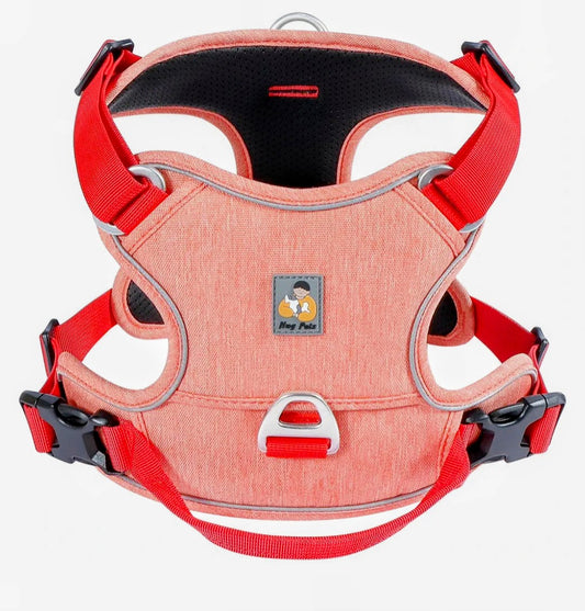 VOXOR Hug Pets Dog Harness,No Pull Dog Harness Small & Medium Sized Dog, Adjustable Soft Padded Dog Vest Harness,Dog Harness with Handle, (Neck:11.0"-16.1", Chest:16.5"-22.4") XS - Dopamine Red