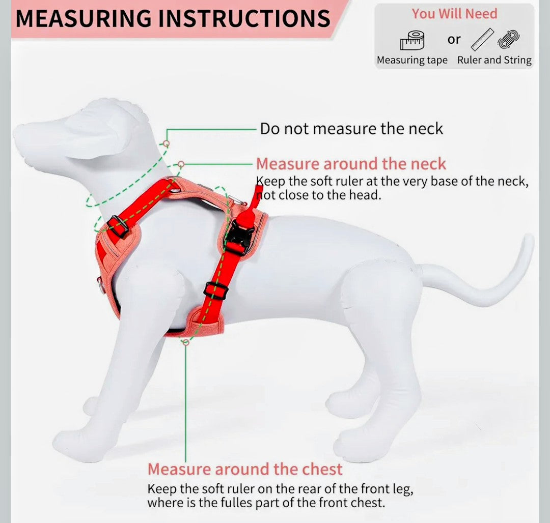 VOXOR Hug Pets Dog Harness,No Pull Dog Harness Small & Medium Sized Dog, Adjustable Soft Padded Dog Vest Harness,Dog Harness with Handle, (Neck:11.0"-16.1", Chest:16.5"-22.4") XS - Dopamine Red