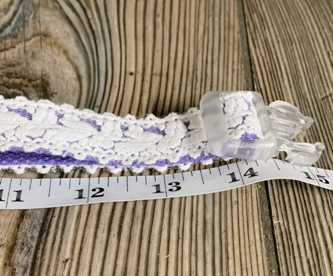 Lekaigo Dog Collar Purple Cotton Lace Handmade Size Large Very Stylish