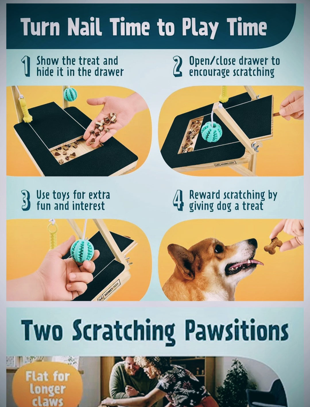 Dog Scratch Pad for Nails with Treat Box - Black