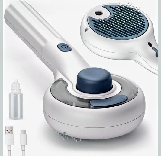 Cat Steam Brush - 3-in-1 water spray grooming, self-cleaning de-shedding for cats & dogs, long & short hair