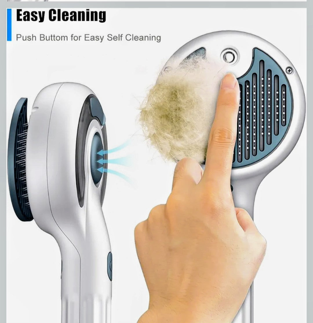 Cat Steam Brush - 3-in-1 water spray grooming, self-cleaning de-shedding for cats & dogs, long & short hair