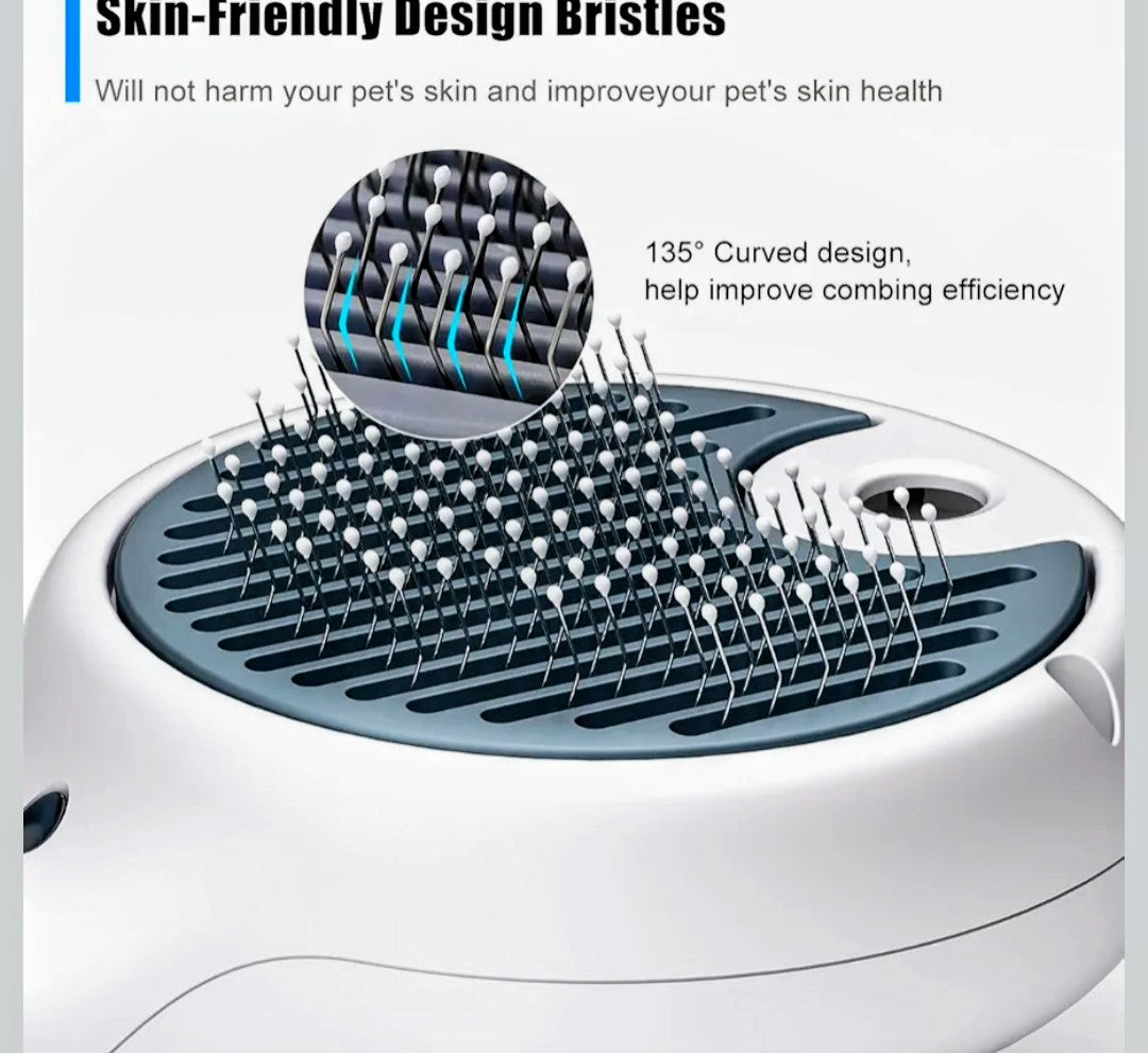 Cat Steam Brush - 3-in-1 water spray grooming, self-cleaning de-shedding for cats & dogs, long & short hair
