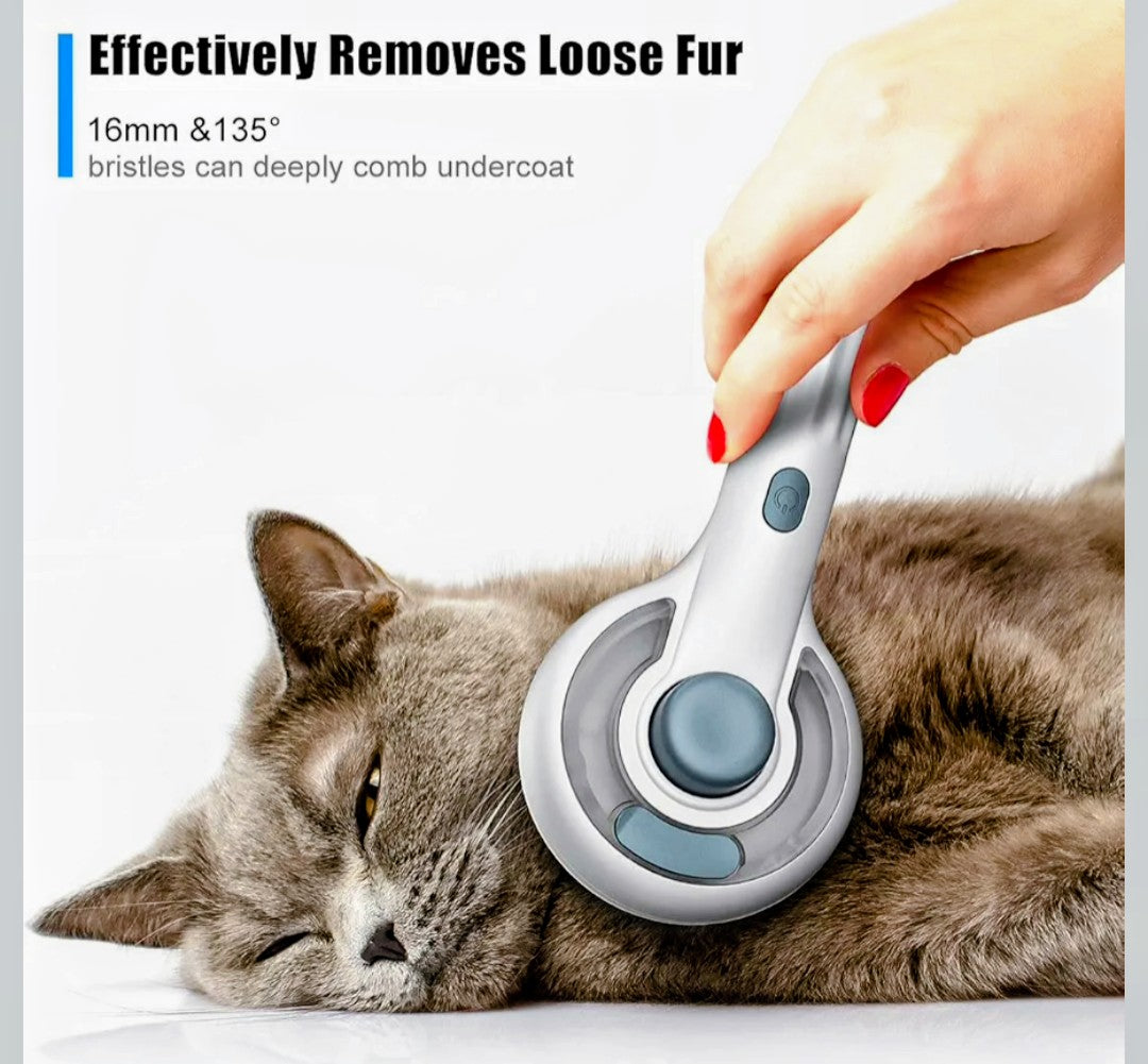Cat Steam Brush - 3-in-1 water spray grooming, self-cleaning de-shedding for cats & dogs, long & short hair