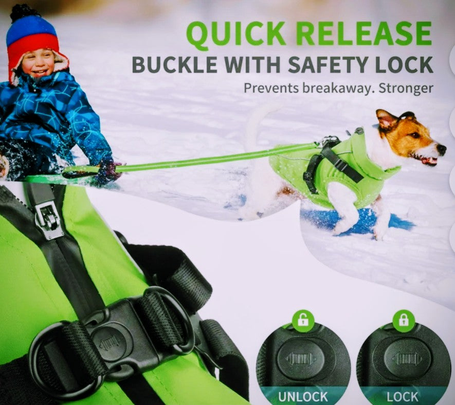 PcEoTllar Dog Jackets Waterproof for Winter, Reflective Dog Jacket with Harness for Small Dogs Puppy Warm Jacket Dog Sweater Dog Jacket Windproof Cold Weather Green S