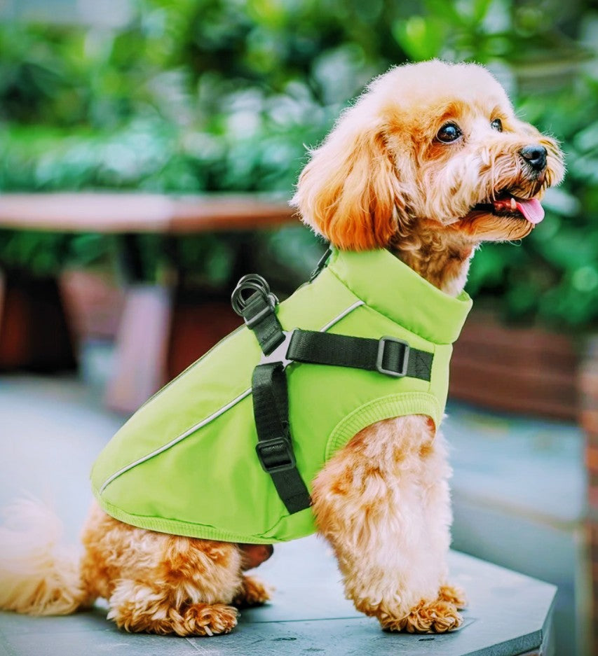PcEoTllar Dog Jackets Waterproof for Winter, Reflective Dog Jacket with Harness for Small Dogs Puppy Warm Jacket Dog Sweater Dog Jacket Windproof Cold Weather Green S