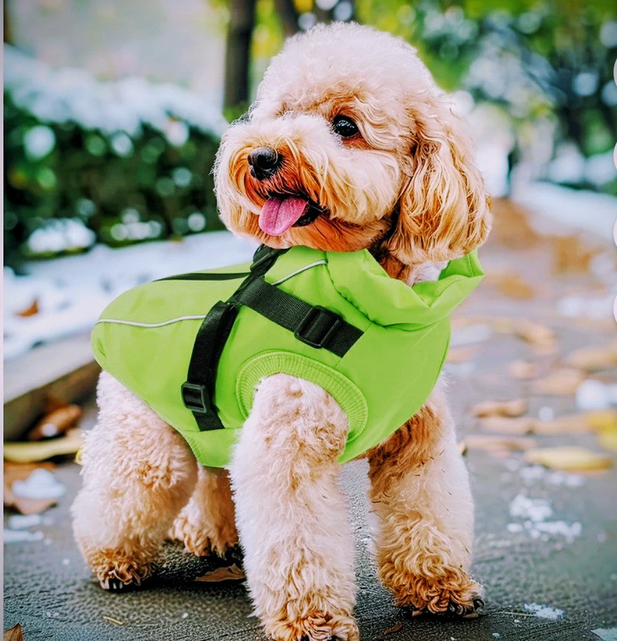 PcEoTllar Dog Jackets Waterproof for Winter, Reflective Dog Jacket with Harness for Small Dogs Puppy Warm Jacket Dog Sweater Dog Jacket Windproof Cold Weather Green S