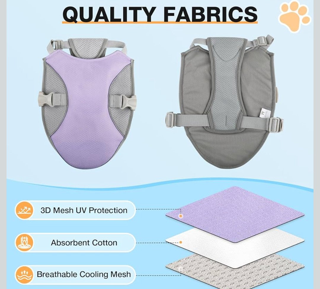 Dog Cooling Vest Harness UV Protection Pet Cooler Jacket with Adjustable Buckle for Summer Beach and Hiking Lavender Purple-Medium