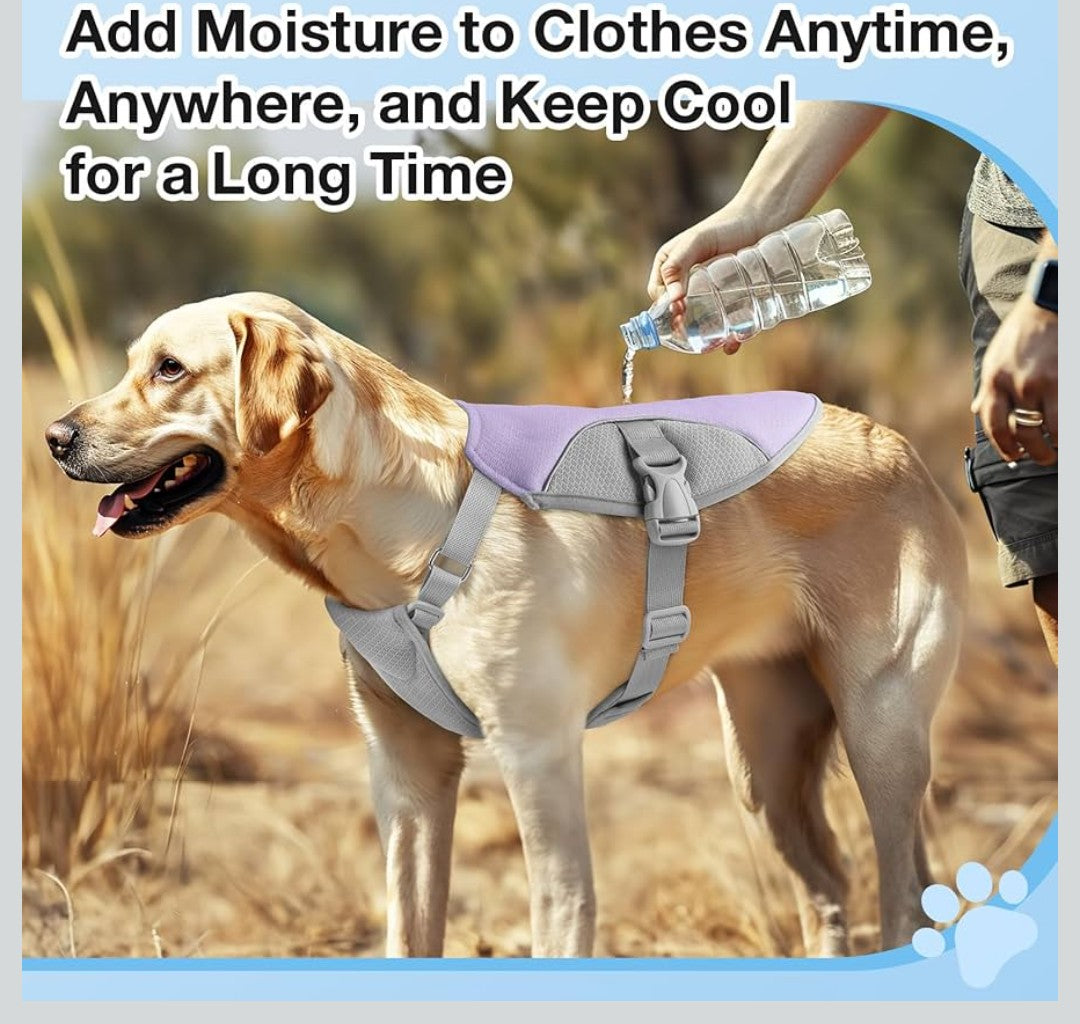Dog Cooling Vest Harness UV Protection Pet Cooler Jacket with Adjustable Buckle for Summer Beach and Hiking Lavender Purple-Medium