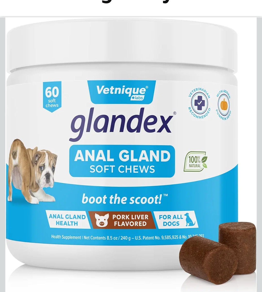 Vetnique Labs Glandex Anal Gland Soft Chew Treats with Pumpkin for Dogs Digestive Enzymes, Probiotics Fiber Supplement for Dogs Boot The Scoot (Pork Liver Chews, 60 Count)