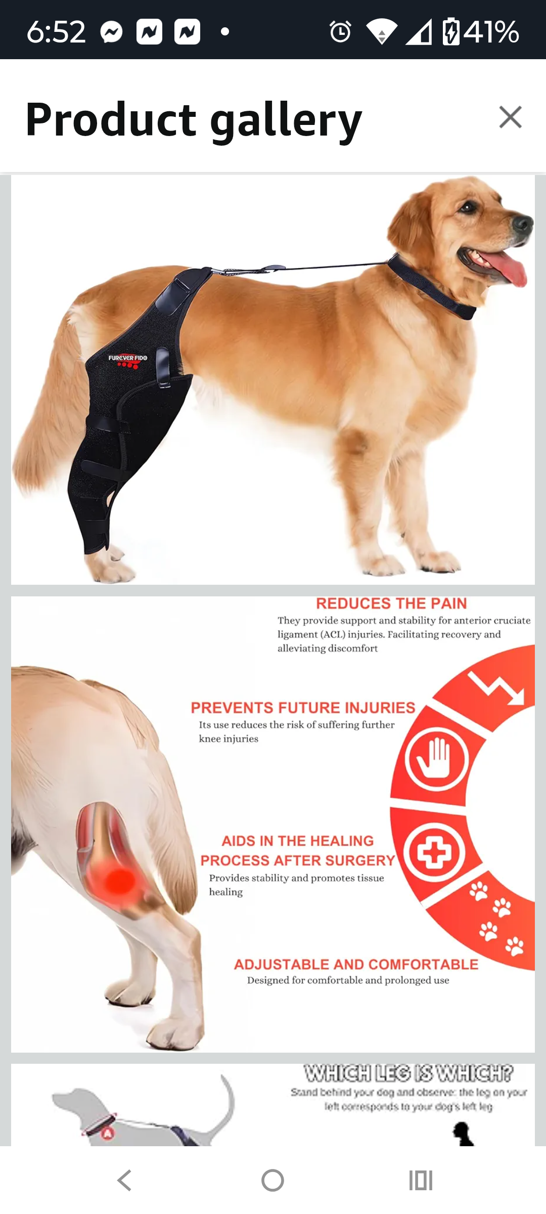 FUREVER FIDO Dog Knee Brace, Hip Displaysia Dog Support Brace, Dog ACL Brace Hind Leg, Dog ACL Knee Brace, Dog Knee Brace for Luxating Patella, ACL Brace for Dogs Rear Leg, Relieves Arthritis Pain LARGE LEFT