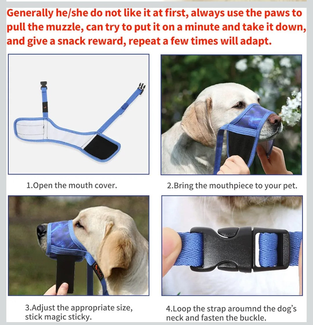 HEELE Dog Muzzle,Soft Nylon Muzzle Anti Biting Barking Chewing,Air Mesh Breathable Drinkable Adjustable Loop Pets Muzzle for Small Dogs(P-Sky Blue, S)