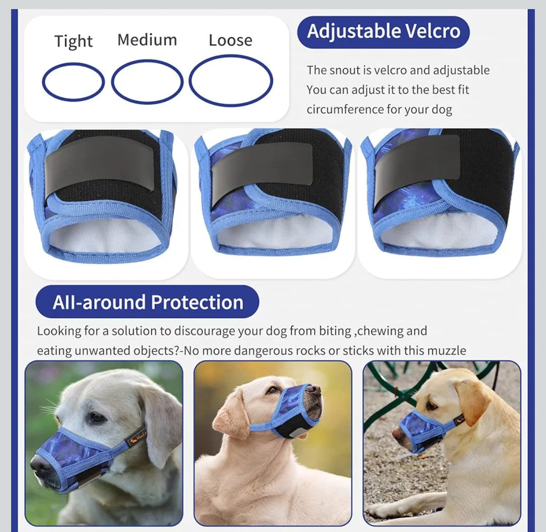 HEELE Dog Muzzle,Soft Nylon Muzzle Anti Biting Barking Chewing,Air Mesh Breathable Drinkable Adjustable Loop Pets Muzzle for Small Dogs(P-Sky Blue, S)