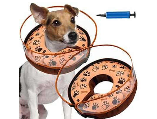 Soft Inflatable Dog Donut Collar - Medium Dog Cone for Post-Surgery Recovery