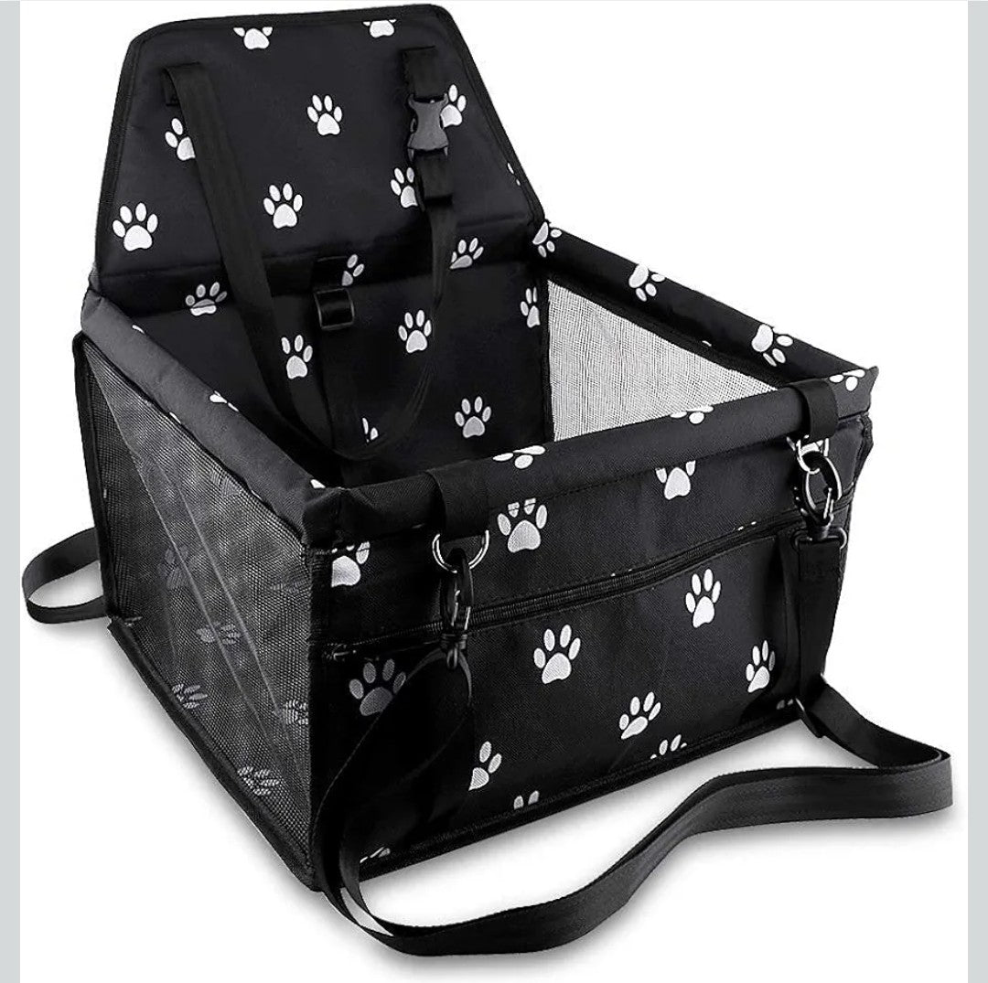 Petbobi Small Dog Car Seat - Portable Dog Booster for Pets up to 15 lbs, Foldable Cat Car Seat with Seatbelt, PVC Tube, Breathable Mesh, Storage Pocket, Pet Carrier for Travel On the Go, Black