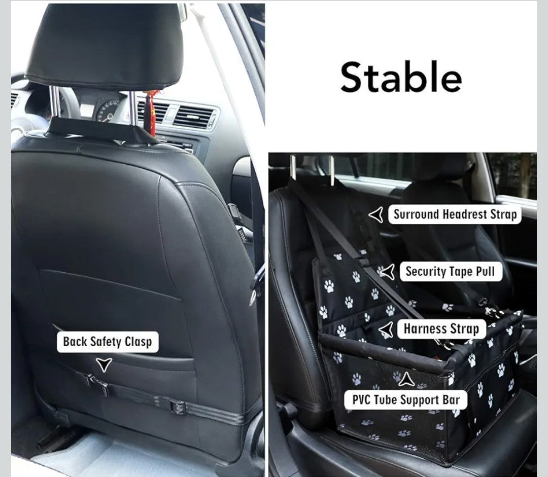 Petbobi Small Dog Car Seat - Portable Dog Booster for Pets up to 15 lbs, Foldable Cat Car Seat with Seatbelt, PVC Tube, Breathable Mesh, Storage Pocket, Pet Carrier for Travel On the Go, Black