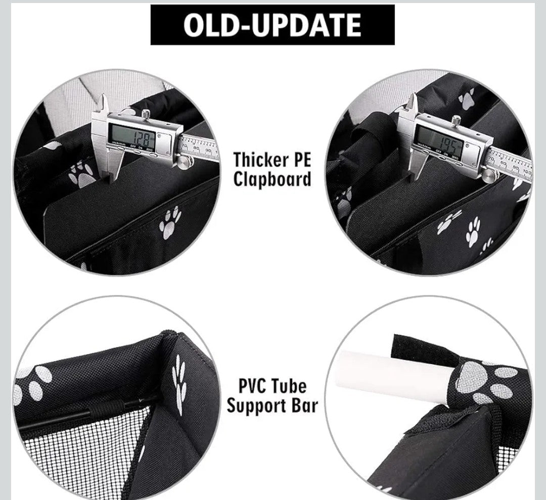 Petbobi Small Dog Car Seat - Portable Dog Booster for Pets up to 15 lbs, Foldable Cat Car Seat with Seatbelt, PVC Tube, Breathable Mesh, Storage Pocket, Pet Carrier for Travel On the Go, Black