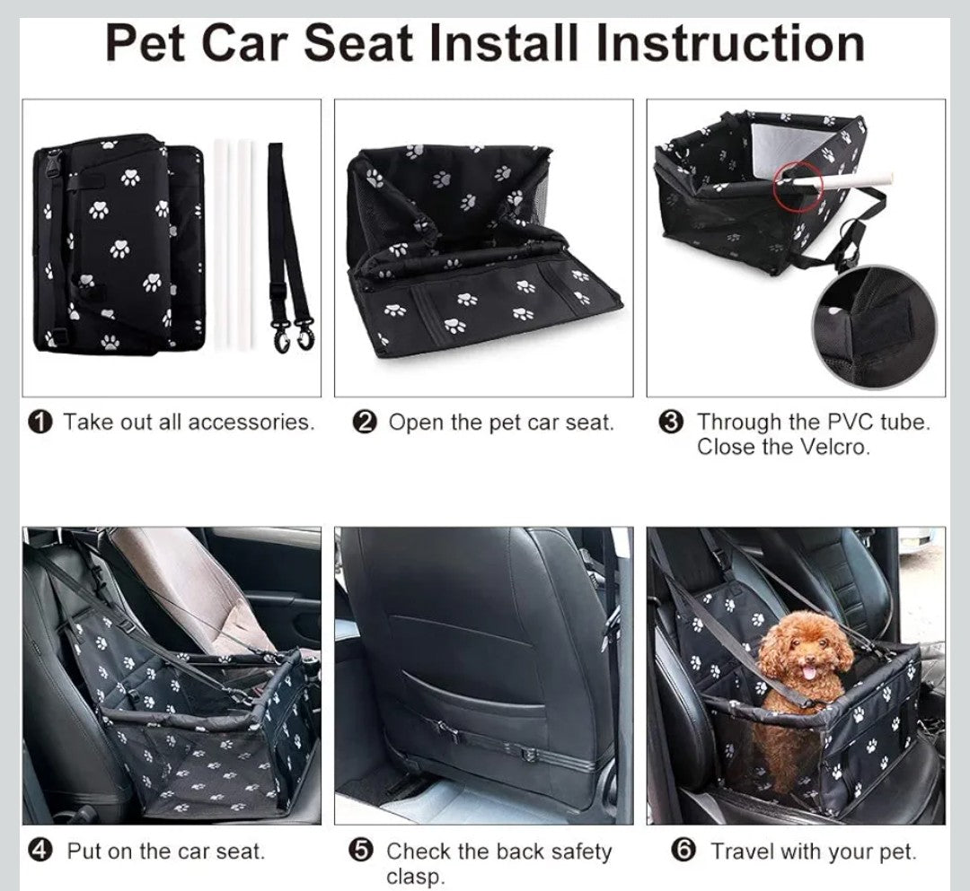 Petbobi Small Dog Car Seat - Portable Dog Booster for Pets up to 15 lbs, Foldable Cat Car Seat with Seatbelt, PVC Tube, Breathable Mesh, Storage Pocket, Pet Carrier for Travel On the Go, Black