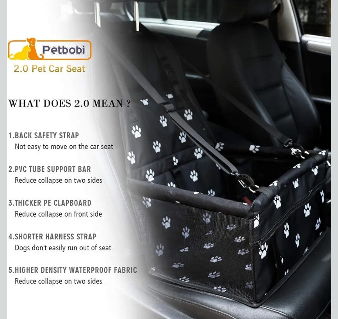 Petbobi Small Dog Car Seat - Portable Dog Booster for Pets up to 15 lbs, Foldable Cat Car Seat with Seatbelt, PVC Tube, Breathable Mesh, Storage Pocket, Pet Carrier for Travel On the Go, Black