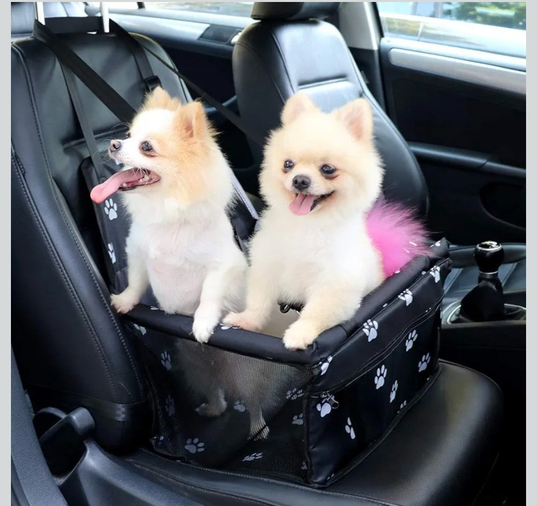 Petbobi Small Dog Car Seat - Portable Dog Booster for Pets up to 15 lbs, Foldable Cat Car Seat with Seatbelt, PVC Tube, Breathable Mesh, Storage Pocket, Pet Carrier for Travel On the Go, Black