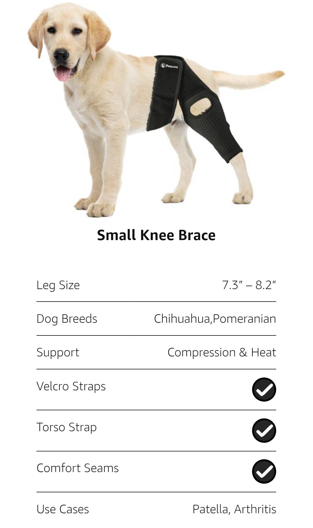 Dog Knee Brace, Size Small Dog Leg Brace, Dog Knee Brace for Torn Acl Hind Leg, Dog Leg Braces for Back Leg, Dog Acl Brace Hind Leg, Acl Brace for Dogs Rear Leg