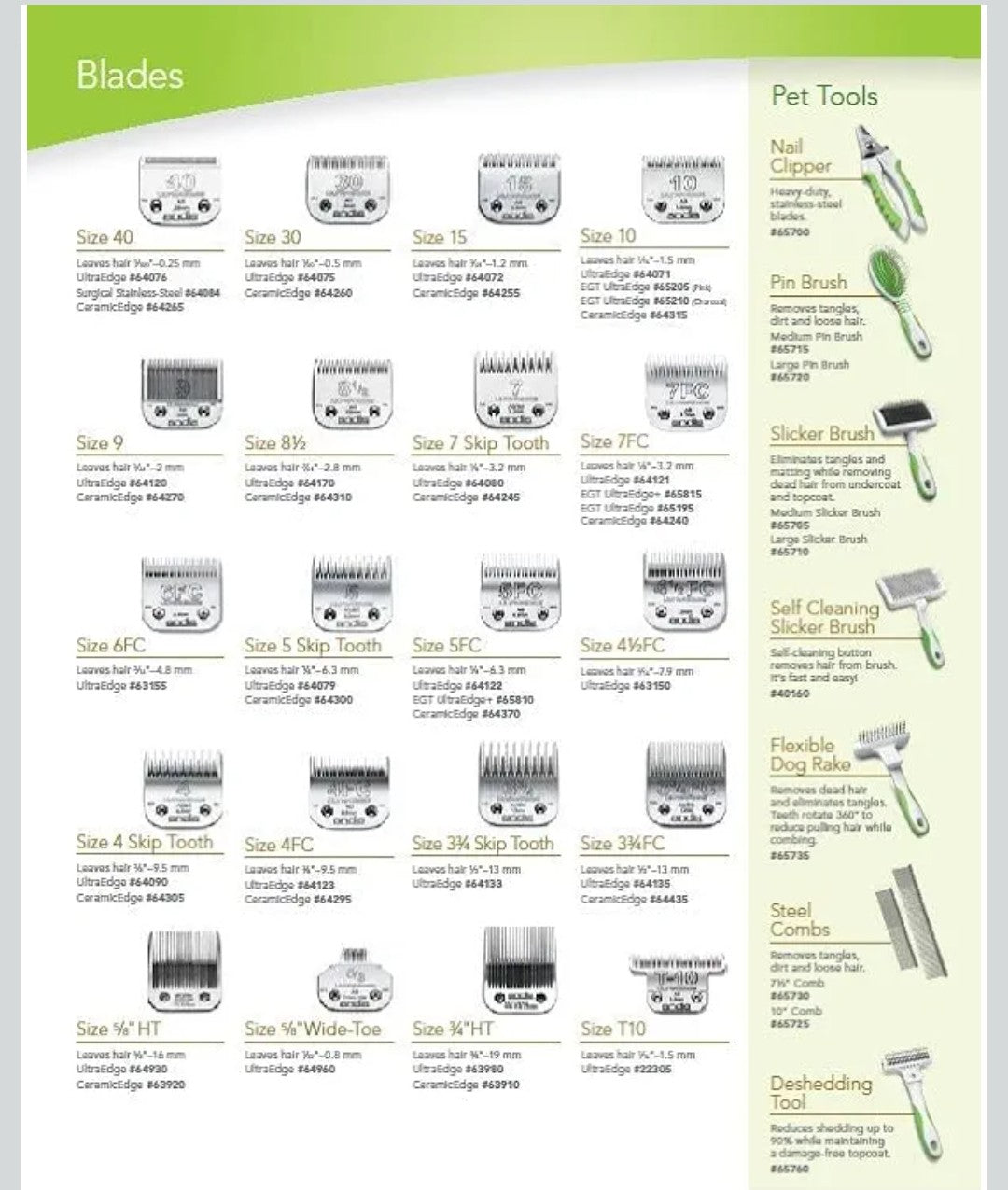 Andis Carbon Infused Steel UltraEdge Dog Clipper Blade, Size-5 Skip Tooth, 1/4-Inch Cut Length (64079),Chrome