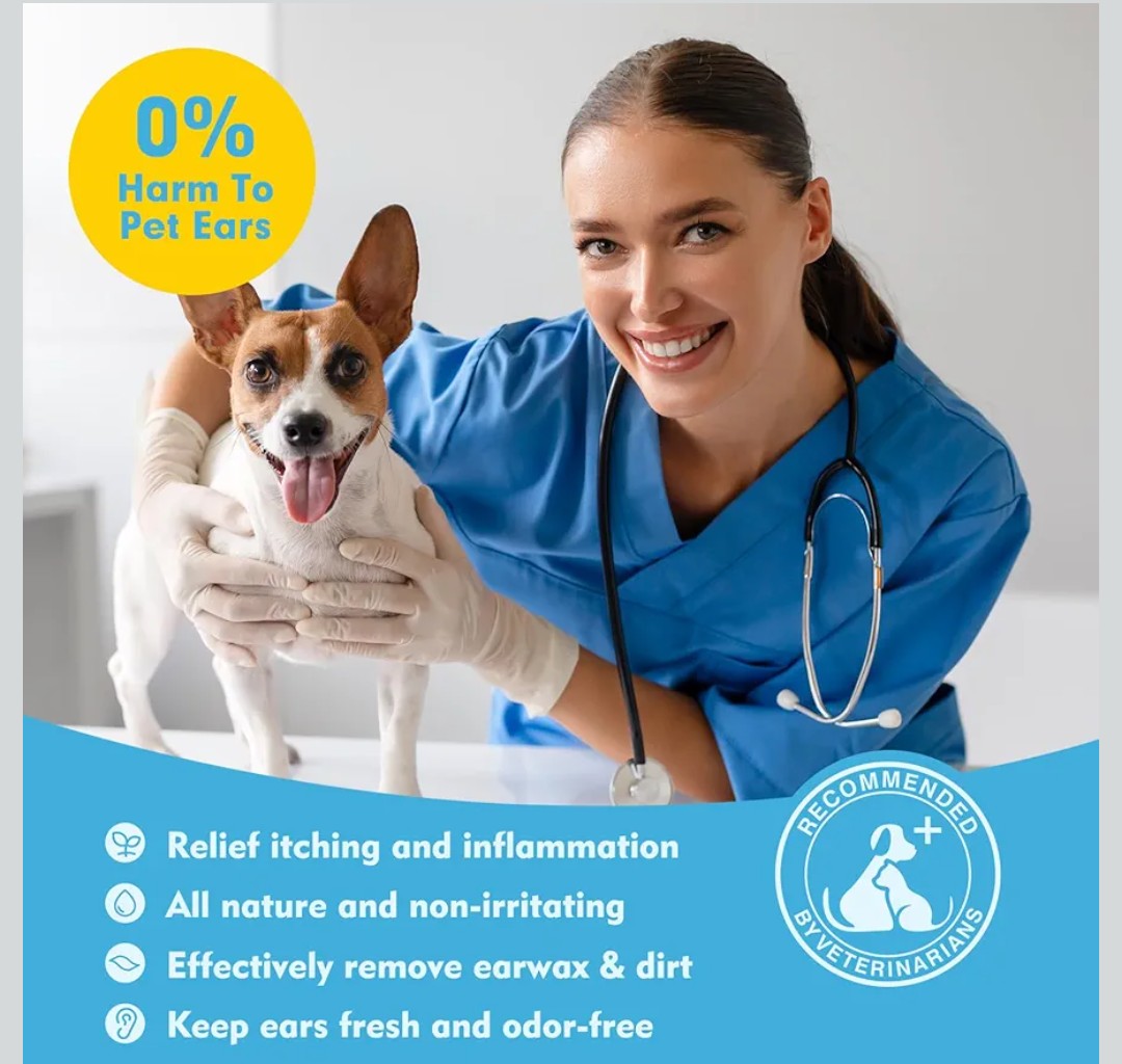 Seaweed Ear Cleaner Wipes for Dogs & Cats - Gentle Finger Wipes for Cleaning Earwax, Debris - Soothe Itching & Inflammation - Unscented, Hypoallergenic & Deodorizing - Made in PRC (60 Pcs)