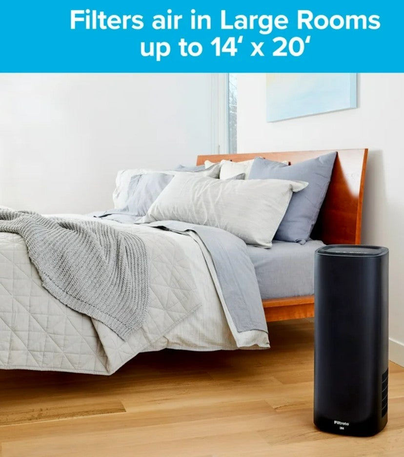 Filtrete by 3M Air Purifier, Large Room Tower, 290 Sq gt Coverage, Black, TRUE HEPA Filter Included