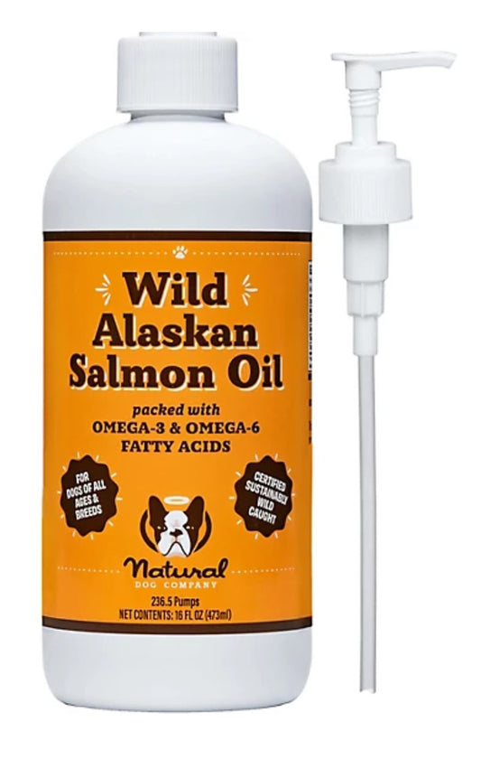 Natural Dog Company Wild Alaskan Salmon Oil Liquid Supplement for Dogs, 16 fl. oz.