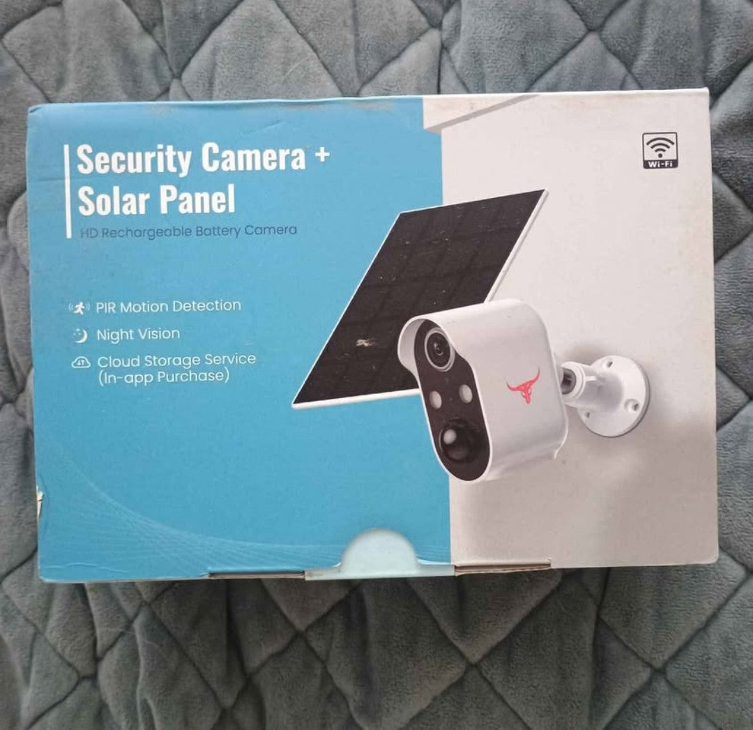 1080p Solar Security Camera, Wireless Indoor/Outdoor Surveillance Bullet Cam, AI Human Detection, Live View, Night Vision, 2-Way Audio, Real-Time Alerts, Cloud Storage