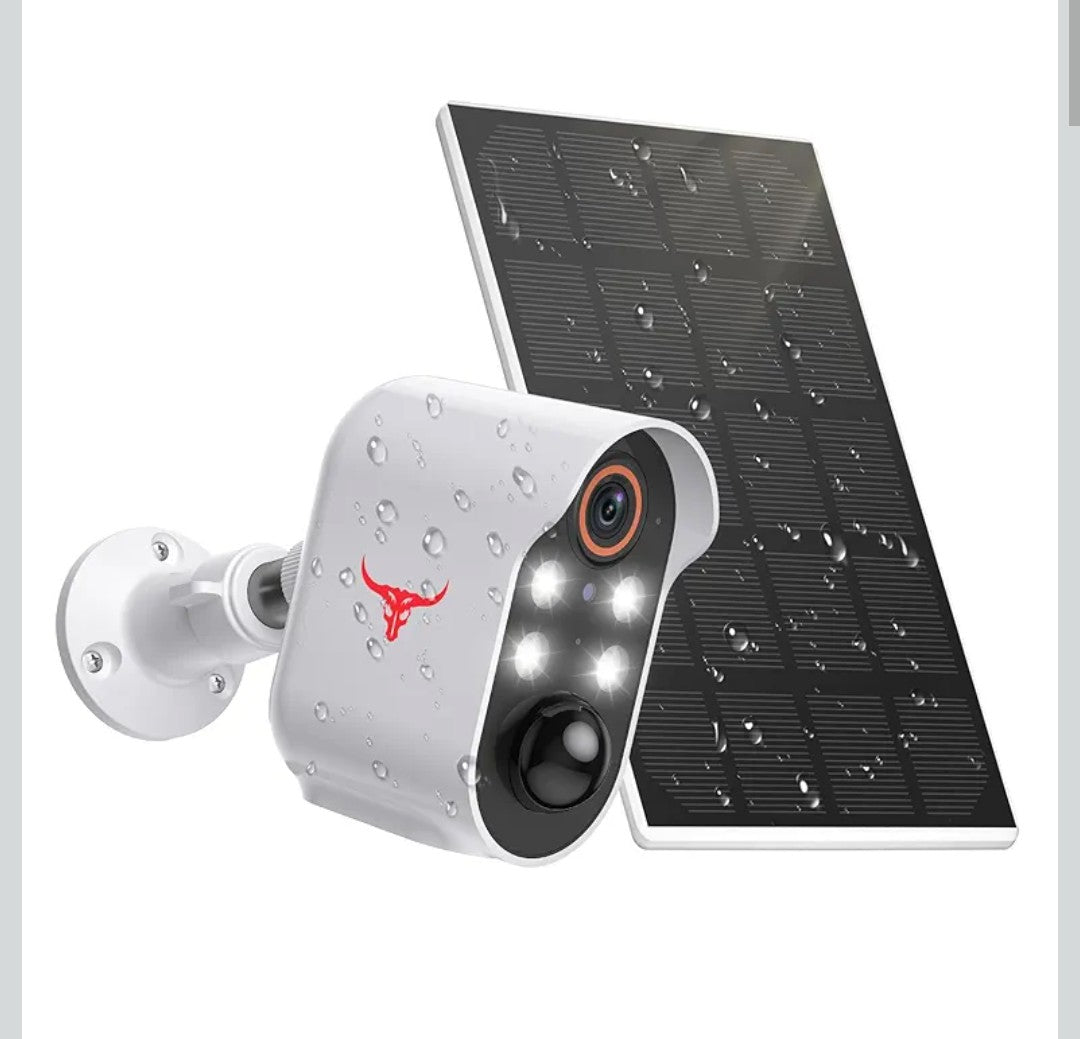 1080p Solar Security Camera, Wireless Indoor/Outdoor Surveillance Bullet Cam, AI Human Detection, Live View, Night Vision, 2-Way Audio, Real-Time Alerts, Cloud Storage