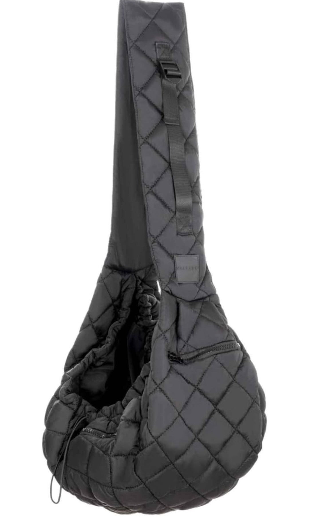 Dog and Cat Sling Carrier for Small Medium Puppy & Kitten Carrying, Wearable Crossbody Purse Bag with Adjustable Size and Shoulder Strap, Safety Clip, Two Zip Pockets (Black)