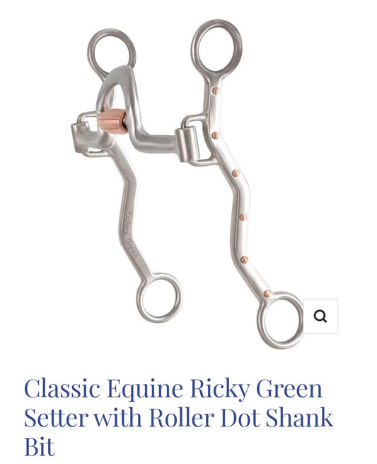 Classic Equine Ricky Green Setter with Roller Dot Shank Bit