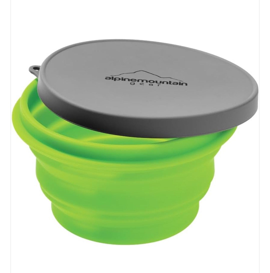 Alpine Mountain Gear Collapsible Silicone Container w/Lid - Med. Green (AMGCSB-M)