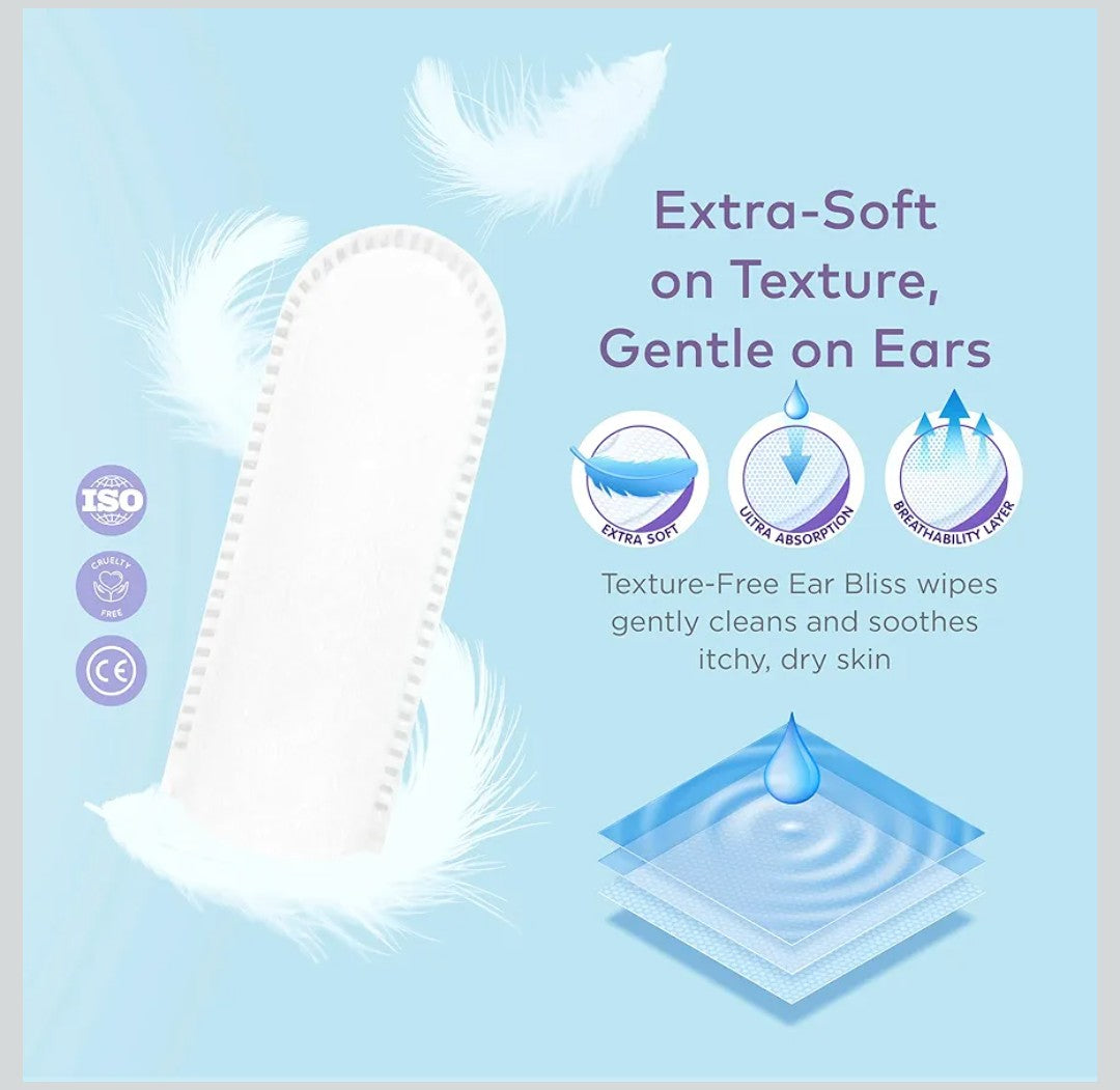 Dog Ear Cleaner Wipes - Vet Formulated Cleanser for Dogs - Ear Itching, Dissolves Wax, Dirt & Odor with Coconut Oil & Aloe Vera (50 Finger Wipes)