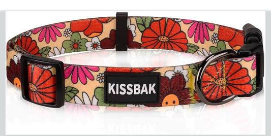 KISSBAK Dog Collar for Small Dogs - Special Design Cute Girl Dog Pet Collar Soft Adjustable Fancy Floral Girl Puppy Dog Collars (S, Lotus Flower)
