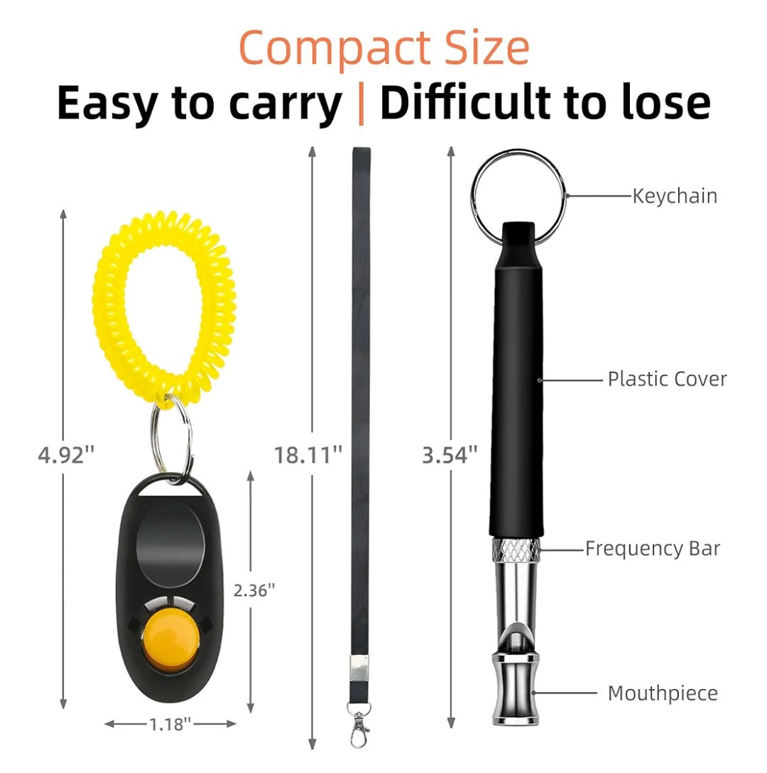 Dog Training Kit, Dog Whistle to Stop Barking Neighbors Dog, Dog Clicker for Training, Adjustable Ultrasonic Silent Dog Whistle(Black)
