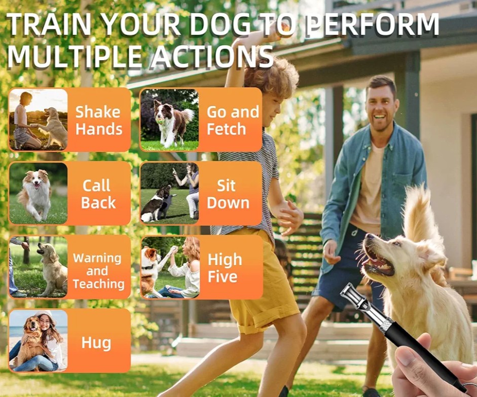 Dog Training Kit, Dog Whistle to Stop Barking Neighbors Dog, Dog Clicker for Training, Adjustable Ultrasonic Silent Dog Whistle(Black)