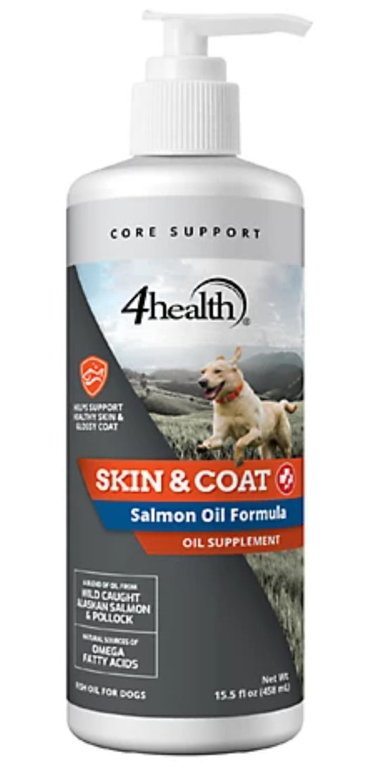 4health Salmon Oil and Pollock Oil Skin and Coat Supplement for Dogs, 16 oz.