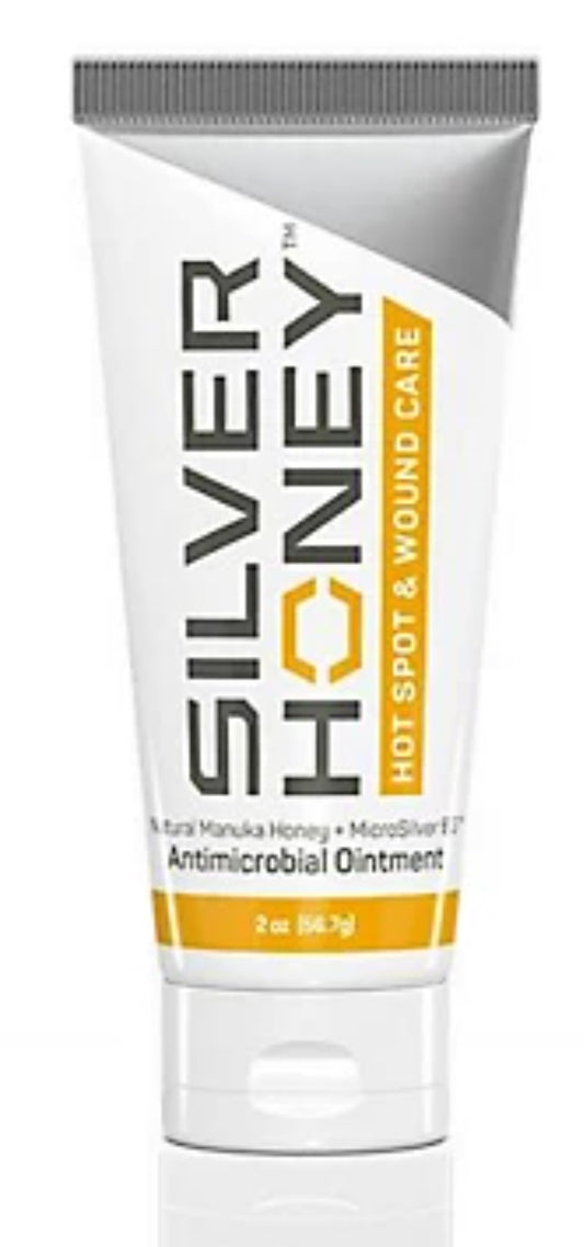 Silver Honey Hot Spot and Wound Care Antimicrobial Ointment for Pets (Dog, Cat, Horse), 2 oz.