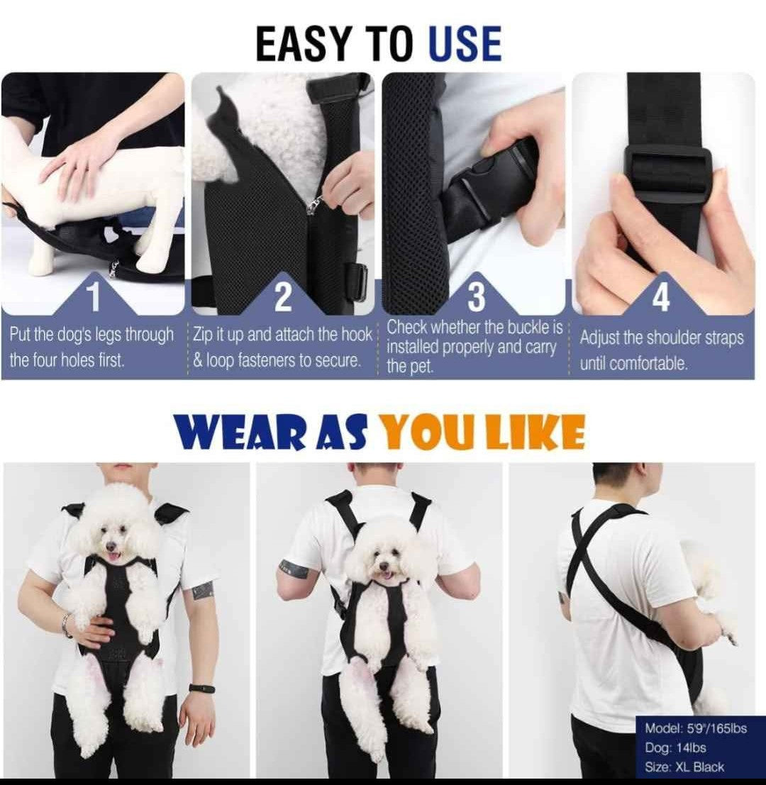 Pawaboo Pet Carrier Backpack, Adjustable Pet Front Cat Dog Carrier Backpack Travel Bag, Legs Out, Easy-Fit for Traveling Hiking Camping for Small Medium Dogs Cats Puppies, XL, Blue