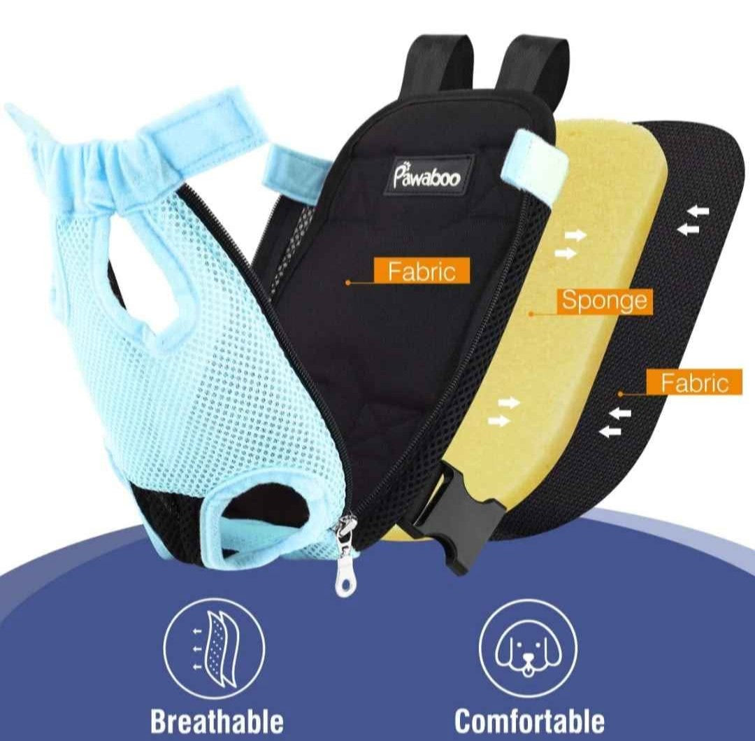 Pawaboo Pet Carrier Backpack, Adjustable Pet Front Cat Dog Carrier Backpack Travel Bag, Legs Out, Easy-Fit for Traveling Hiking Camping for Small Medium Dogs Cats Puppies, XL, Blue