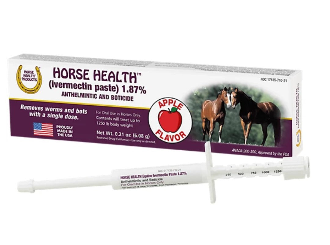 Horse Health Ivermectin 1.87% Horse Dewormer Paste, Treats Up to 1,250 lb. 0.21 oz.