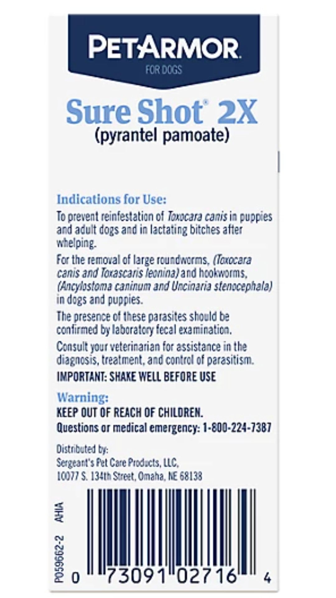 PetArmor Sure Shot Liquid Dewormer Dog, 2 oz.