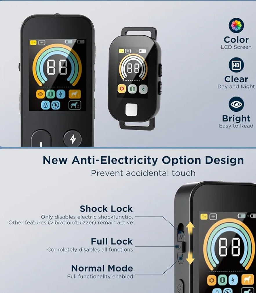 2 in 1 Dog Shock Collar & Dog Bark Collar, 4200 FT Dog Training Collar with Remote,3 Training Modes & Light for Night Walks,IP67 Waterproof Smart Anti Barking E-Collar with Adjustable Sensitivity