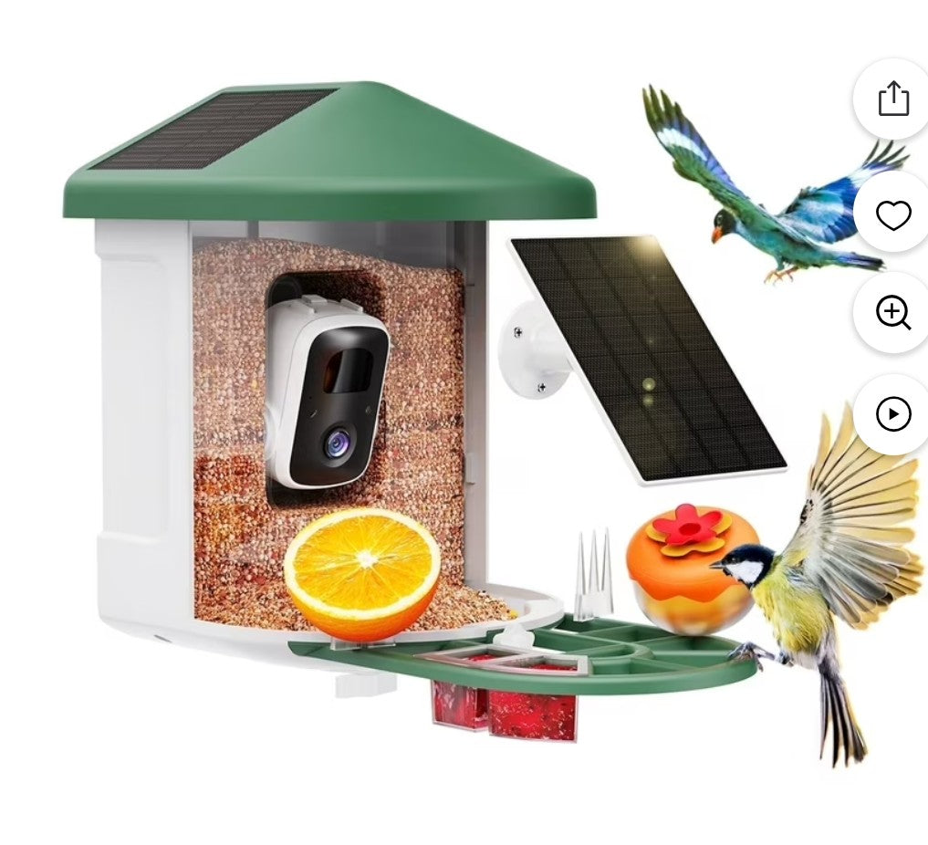 Smart Bird Feeder with Camera, WiFi Bird Watching Camera, AI Recognition, Solar Powered, Squirrel Proof, 1080p HD, Gift for Bird Lovers