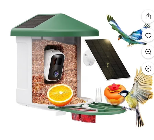 Smart Bird Feeder with Camera, WiFi Bird Watching Camera, AI Recognition, Solar Powered, Squirrel Proof, 1080p HD, Gift for Bird Lovers