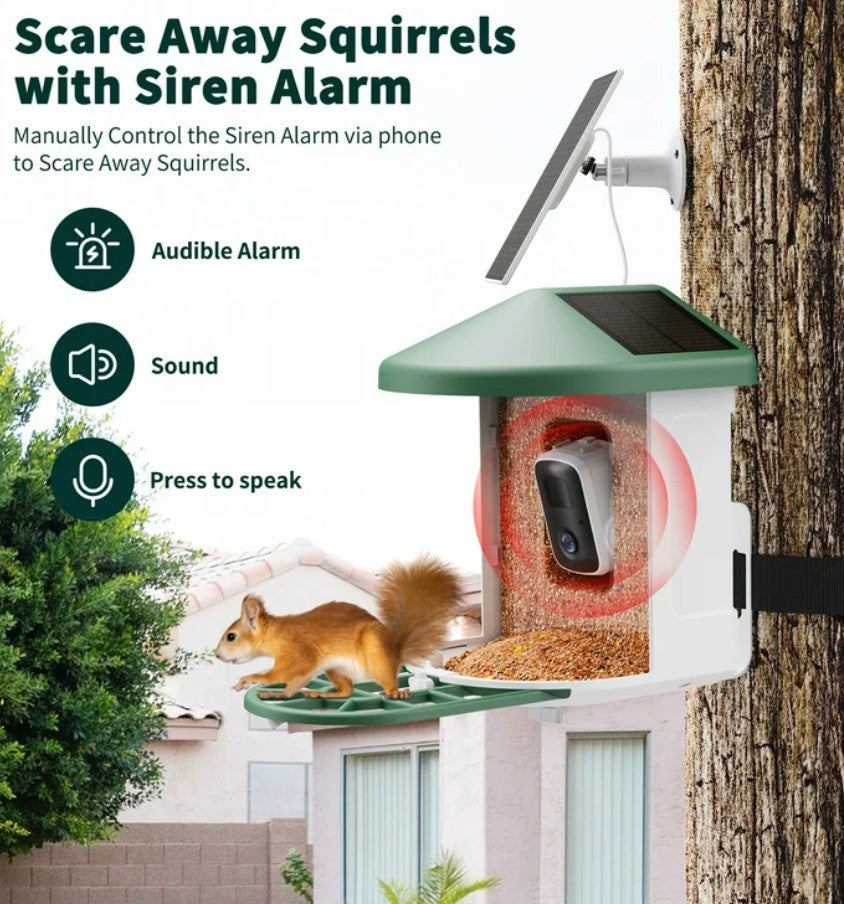 Smart Bird Feeder with Camera, WiFi Bird Watching Camera, AI Recognition, Solar Powered, Squirrel Proof, 1080p HD, Gift for Bird Lovers